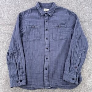 Flint And Tinder Shirt Mens Large Blue Cotton Double Cloth Long Sleeve Casual
